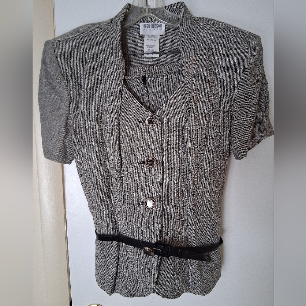 Hugo Buscati Black and White Knit 2 Piece Suit